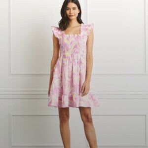 LIMITED EDITION Hill House Home Elizabeth Nap Mini Dress Smocked Ruffle Pink Kal